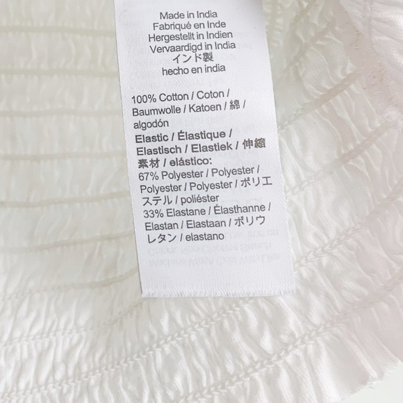 NWT J. Crew Top Smocked Broken In Jersey Crop in White AY449 - Picture 7 of 7